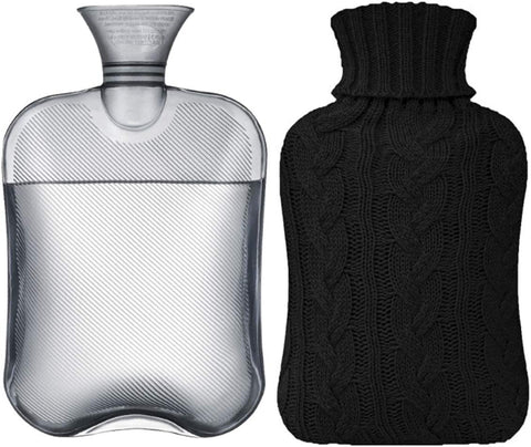Hot Water Bottle with Knitted Cover 2L Hot Water Bag for Hot and Cold Compress Hand Feet Warmer