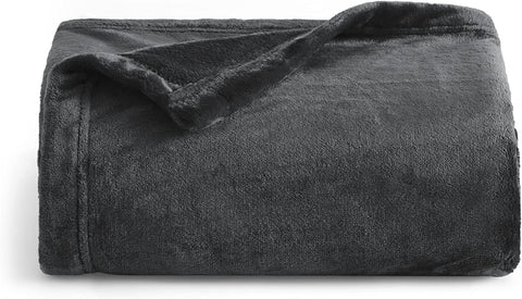 Fleece Blankets Twin Size Grey - 300GSM Lightweight Plush Fuzzy Cozy Soft Twin Blanket for Bed, Sofa, Couch, Travel, Camping, 60x80 inches