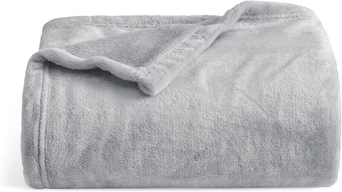 Fleece Blankets Twin Size Grey - 300GSM Lightweight Plush Fuzzy Cozy Soft Twin Blanket for Bed, Sofa, Couch, Travel, Camping, 60x80 inches