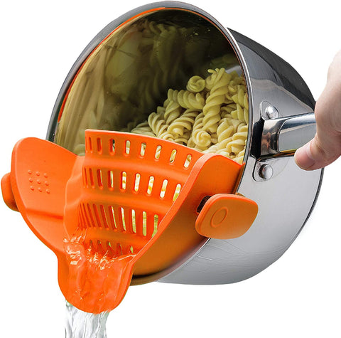 Kitchen Gizmo Snap N Strain Pot Strainer and Pasta Strainer - Adjustable Silicone Clip On Strainer for Pots, Pans, and Bowls - Lime Green