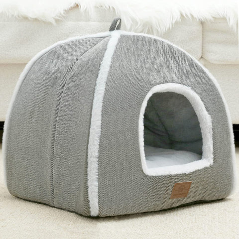 cat beds for Indoor Cats, Foldable cat Bed cave, cat House with Washable Cushions, cat Bed for Kittens, Small Pets, cat Tent, Soft and Warm Indoor cat House