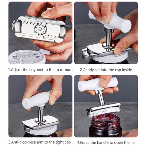 Adjustable Jar Opener Stainless Steel Lids off Jar Opener Bottle Opener Kitchen Accessories Can Opener for 3-9.5CM