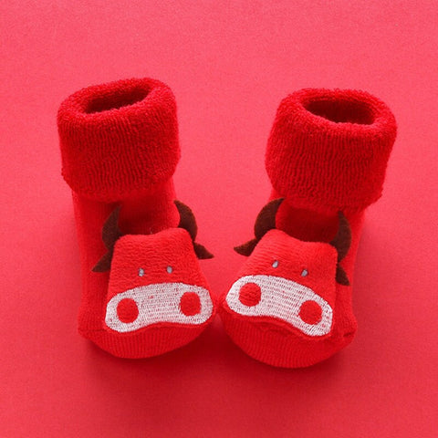 Christmas Baby Socks Winter Thickened Cartoon Baby Non-slip Floor Shoes Christmas Socks 0-2 years Child Toddlers Red Floor Socks