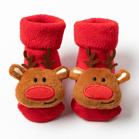 Christmas Baby Socks Winter Thickened Cartoon Baby Non-slip Floor Shoes Christmas Socks 0-2 years Child Toddlers Red Floor Socks