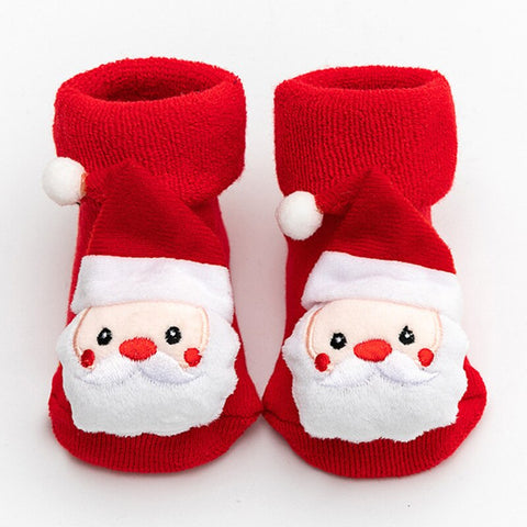 Christmas Baby Socks Winter Thickened Cartoon Baby Non-slip Floor Shoes Christmas Socks 0-2 years Child Toddlers Red Floor Socks