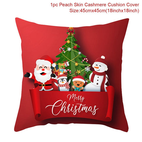 Christmas Cushion Cover Merry Christmas Decor For Home Santa Claus Christmas Ornament Xmas Gift Navidad 2022 Happy New Year 2023