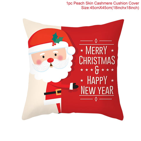 Christmas Cushion Cover Merry Christmas Decor For Home Santa Claus Christmas Ornament Xmas Gift Navidad 2022 Happy New Year 2023