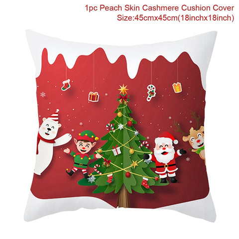 Christmas Cushion Cover Merry Christmas Decor For Home Santa Claus Christmas Ornament Xmas Gift Navidad 2022 Happy New Year 2023