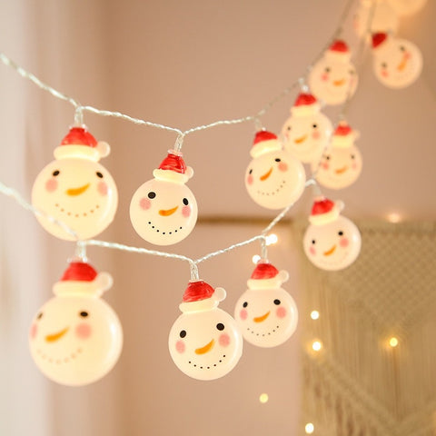 Christmas Decoration LED Light String Snowflake Snowman Santa Claus Christmas Tree String Light Xmas Tree Ornament For Home
