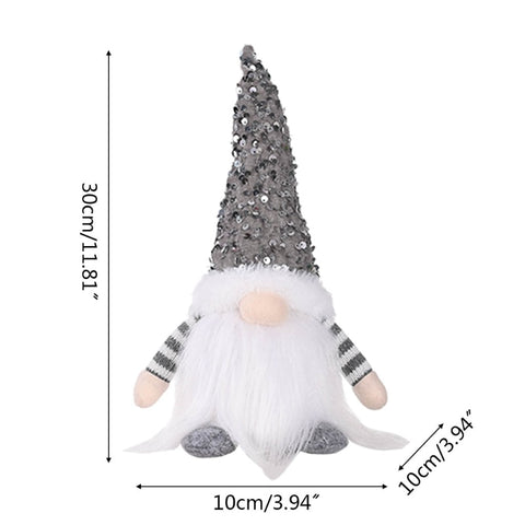 Christmas Decoration Sequins with Lights Rudolph Doll Christmas Gnome with LED Lights Handmade Sequins Sweden Tomte Santa Elf