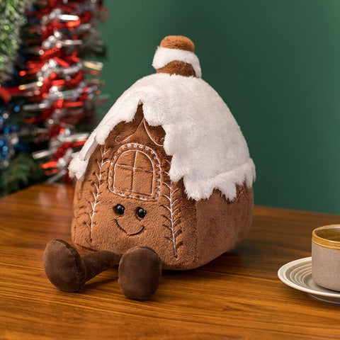 Christmas Ginger Bread Plush Pillow Stuffed Chocolate Cookie House Shape Decor Cushion Funny XMas Tree Party Decor Doll Plushie