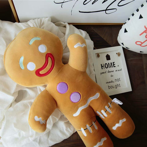 Christmas Ginger Bread Plush Pillow Stuffed Chocolate Cookie House Shape Decor Cushion Funny XMas Tree Party Decor Doll Plushie