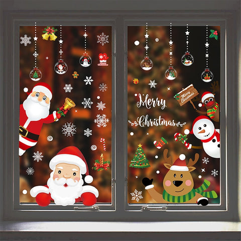 Christmas Santa Claus Window Stickers Wall Ornaments Christmas Pendant Merry Christmas For Home Decor New Year Stickers 2022