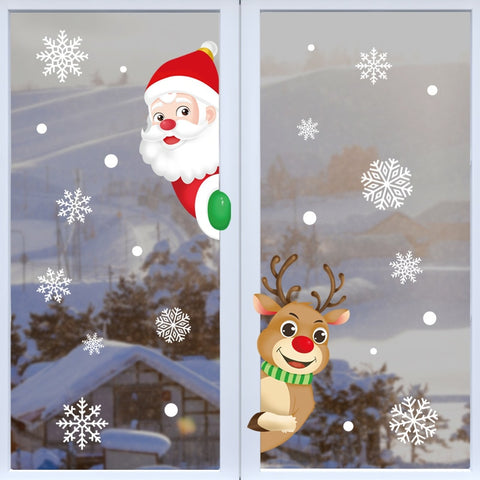Christmas Santa Claus Window Stickers Wall Ornaments Christmas Pendant Merry Christmas For Home Decor New Year Stickers 2022