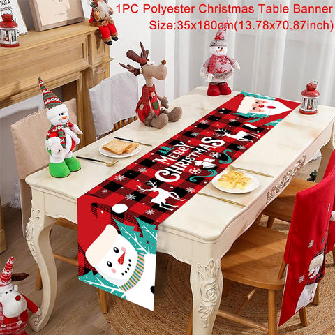 Christmas Table Runner Christmas Decoration For Home Tablecloth 2022 Navidad Noel Kerst Xmas Gifts New Year 2023 Natal