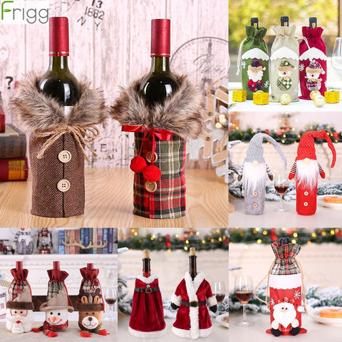 Christmas Wine Bottle Cover Merry Christmas Decorations For Home 2021 Natal Christmas Ornaments Xmas Gifts Happy New Year 2022