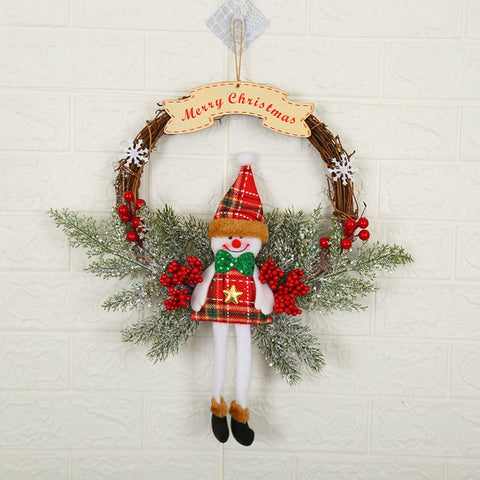 Christmas Wreath Artificial Pinecone Red Berry Garland Hanging Ornaments Front Door Wall Decorations Merry Christmas Tree Wreath