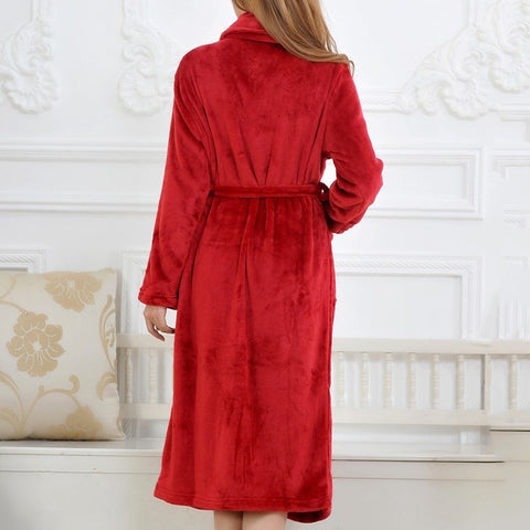 2022 Coral Fleece Long Robe Kimono Gown Winter Warm Flannel Nightdress Bathrobe Casual Sleepwear Intimate Lingerie Thicken Homewear