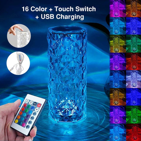 Crystal Table Lamp Touch Remote Control Acrylic Night Lamp Rechargeable Bedside Lamp LED Night Light Room Lights Decoration
