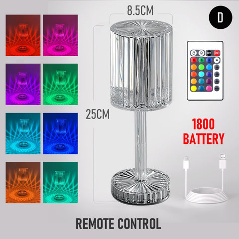 Crystal Table Lamp Touch Remote Control Acrylic Night Lamp Rechargeable Bedside Lamp LED Night Light Room Lights Decoration