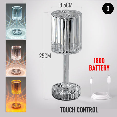 Crystal Table Lamp Touch Remote Control Acrylic Night Lamp Rechargeable Bedside Lamp LED Night Light Room Lights Decoration