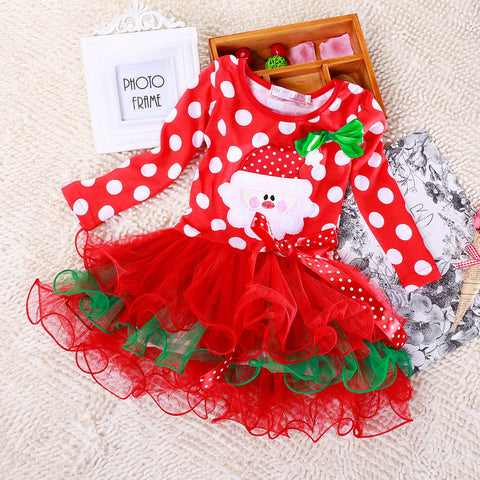 Fancy Baby Girls Clothes Mouse Dress Christmas Costume New Year Carnival Polka Dot Santa Dresses For Girls Holiday Party