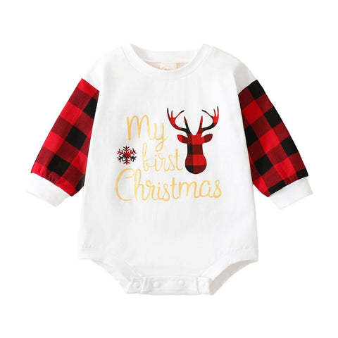 Fashion Christmas Baby Rompers 0-24M Toddler Newborn Infant Boys Girls Cotton Cartoon Print Long Sleeve Xmas Jumpsuits Clothes