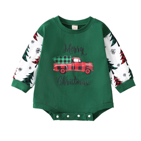Fashion Christmas Baby Rompers 0-24M Toddler Newborn Infant Boys Girls Cotton Cartoon Print Long Sleeve Xmas Jumpsuits Clothes