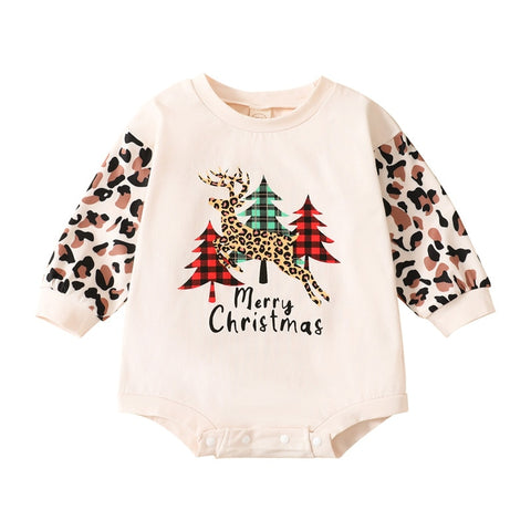 Fashion Christmas Baby Rompers 0-24M Toddler Newborn Infant Boys Girls Cotton Cartoon Print Long Sleeve Xmas Jumpsuits Clothes