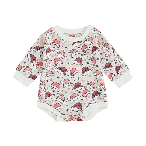 Fashion Christmas Baby Rompers 0-24M Toddler Newborn Infant Boys Girls Cotton Cartoon Print Long Sleeve Xmas Jumpsuits Clothes