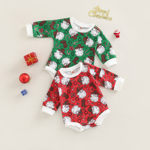 Fashion Christmas Baby Rompers 0-24M Toddler Newborn Infant Boys Girls Cotton Cartoon Print Long Sleeve Xmas Jumpsuits Clothes