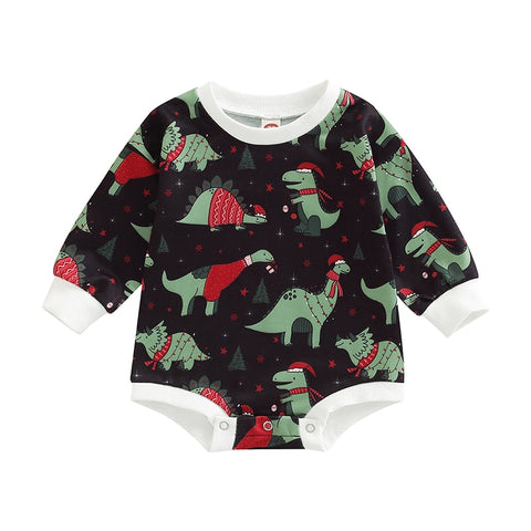 Fashion Christmas Baby Rompers 0-24M Toddler Newborn Infant Boys Girls Cotton Cartoon Print Long Sleeve Xmas Jumpsuits Clothes