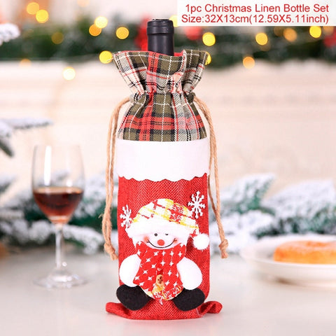 Christmas Decorations for Home Santa Claus Wine Bottle Cover Snowman Stocking Gift Holders Xmas Navidad Decor New Year
