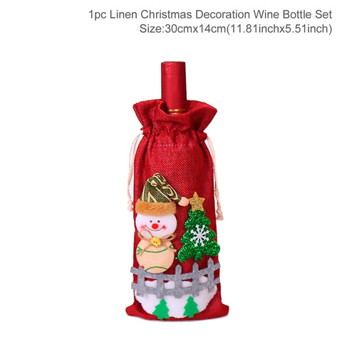 Christmas Decorations for Home Santa Claus Wine Bottle Cover Snowman Stocking Gift Holders Xmas Navidad Decor New Year
