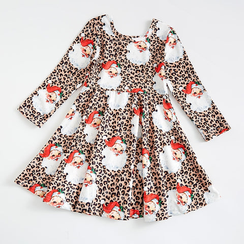 Girlymax Valentine's Day Christmas Baby Girls Chlidren Kids Clothing Milk Silk Floral Twirl Dress Knee Length Long Sleeve