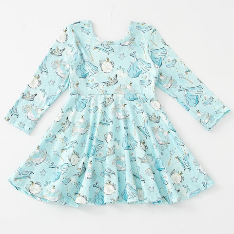 Girlymax Valentine's Day Christmas Baby Girls Chlidren Kids Clothing Milk Silk Floral Twirl Dress Knee Length Long Sleeve