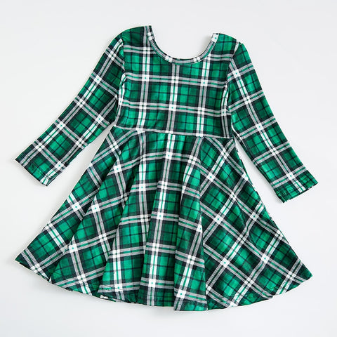 Girlymax Valentine's Day Christmas Baby Girls Chlidren Kids Clothing Milk Silk Floral Twirl Dress Knee Length Long Sleeve