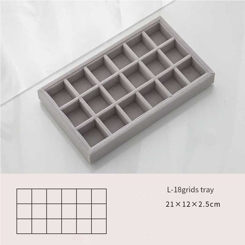 Handmade DIY Jewelry Box Drawer Storage Organizer Gray Soft Velvet Jewellery Earring Necklace Pendant Bracelet Tray 9 Options