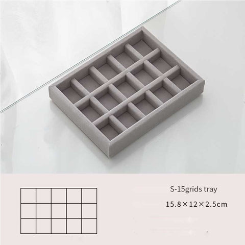 Handmade DIY Jewelry Box Drawer Storage Organizer Gray Soft Velvet Jewellery Earring Necklace Pendant Bracelet Tray 9 Options