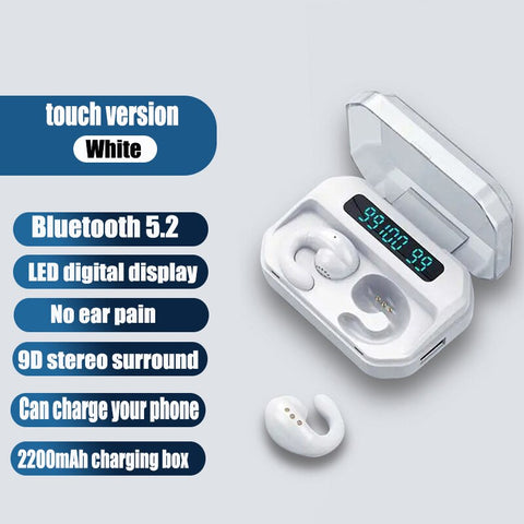 Wireless Headphone Bone Conduction Concept Ear-Clip Sports Game Music Touch Control Noise Cancelling TWS Bluetooth Earphone