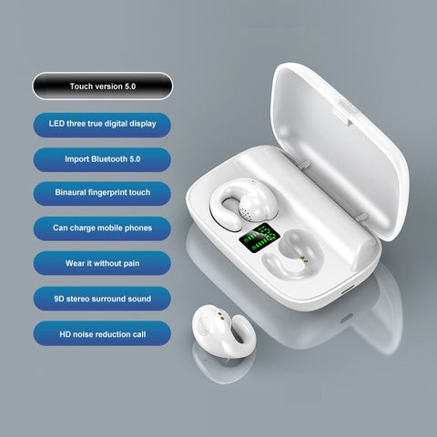 Wireless Headphone Bone Conduction Concept Ear-Clip Sports Game Music Touch Control Noise Cancelling TWS Bluetooth Earphone