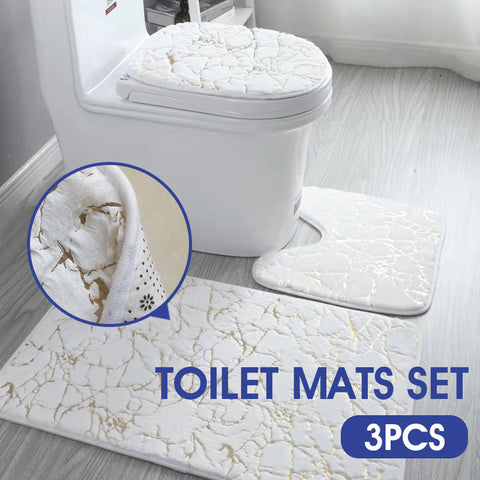 Home Living Room Bathroom Toilet Mats Set Gold Printing Anti Slip Rugs Bedroom Print Rug Shower Mat Bath Mats Bathroom