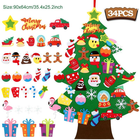 Kids DIY Felt Christmas Tree Merry Christmas Decorations For Home 2022 Christmas Ornaments Navidad 2023 New Year Gifts Xmas Tree