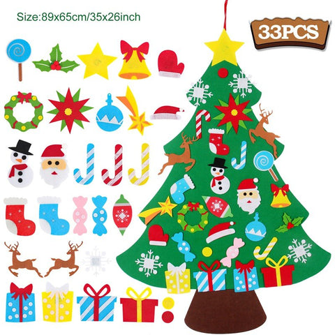 Kids DIY Felt Christmas Tree Merry Christmas Decorations For Home 2022 Christmas Ornaments Navidad 2023 New Year Gifts Xmas Tree