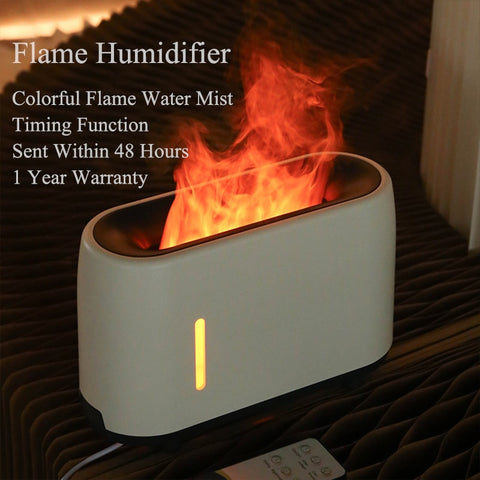 240ml Flame Humidifier Essential Oil Aroma Diffuser With Remote Control RGB Color Lighting Simulation Fire Effect