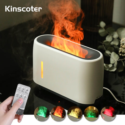 240ml Flame Humidifier Essential Oil Aroma Diffuser With Remote Control RGB Color Lighting Simulation Fire Effect