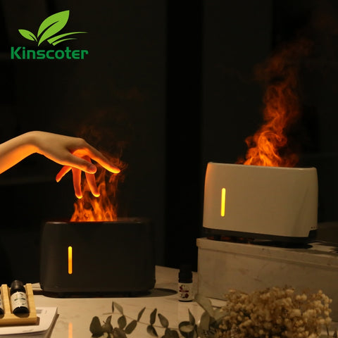 240ml Flame Humidifier Essential Oil Aroma Diffuser With Remote Control RGB Color Lighting Simulation Fire Effect
