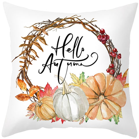 Happy Thanksgiving Cushion Cover Cartoon Maple leaf Pumpkin Pillow Case 45x45cm Halloween Autumn Decor Christmas 2022