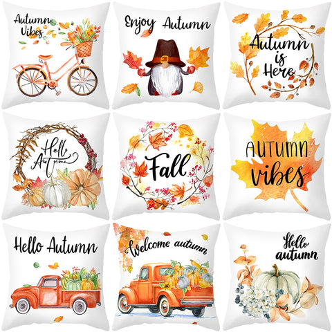 Happy Thanksgiving Cushion Cover Cartoon Maple leaf Pumpkin Pillow Case 45x45cm Halloween Autumn Decor Christmas 2022