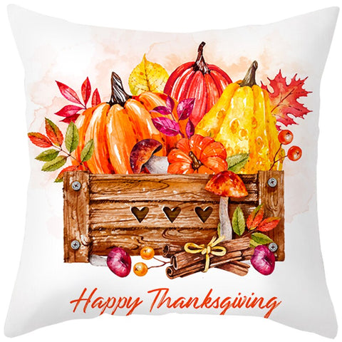 Happy Thanksgiving Cushion Cover Cartoon Maple leaf Pumpkin Pillow Case 45x45cm Halloween Autumn Decor Christmas 2022